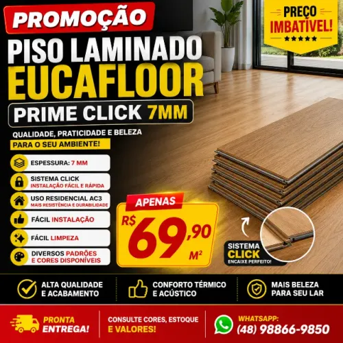 Piso Laminado Eucafloor 7mm - Promoção R$ 69,90 m²