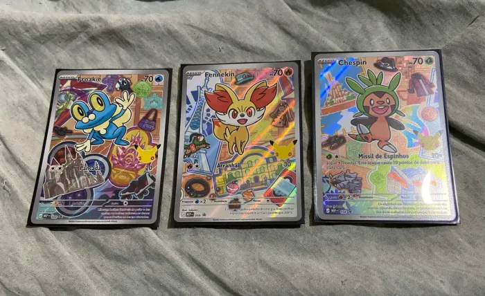 Coleção de 3 Cartas Pokémon Parceiros iniciais 3