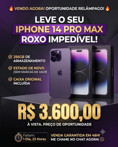 iPhone 14 Pro Max 256GB Roxo | Impecável + Caixa