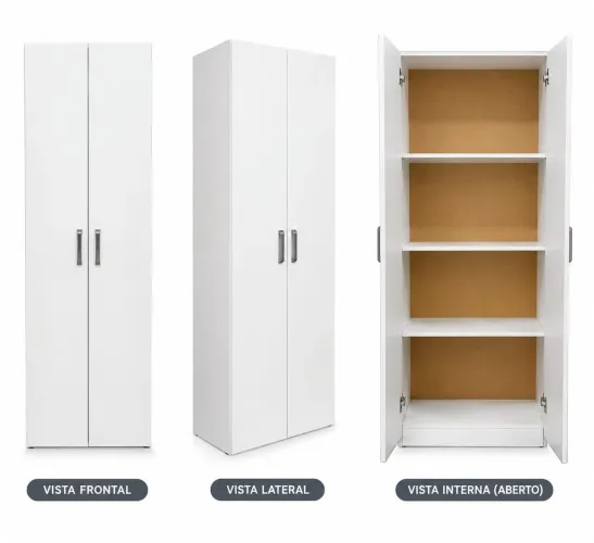Armário Organizador Branco 2 Portas - Espaçoso e Resistente
