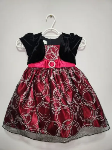 Vestido de Festa Infantil Vermelho Cereja Luxo com Renda - Tamanho 2