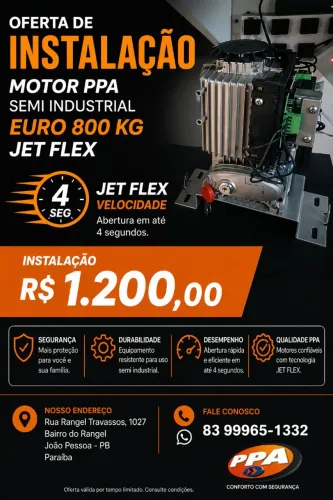 Motor para portão industrial PPA Eurus Steel 800 Jet Flex 4seg com Instalação inclusa 