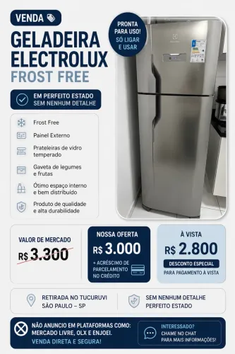 Geladeira Frost Free Electrolux
