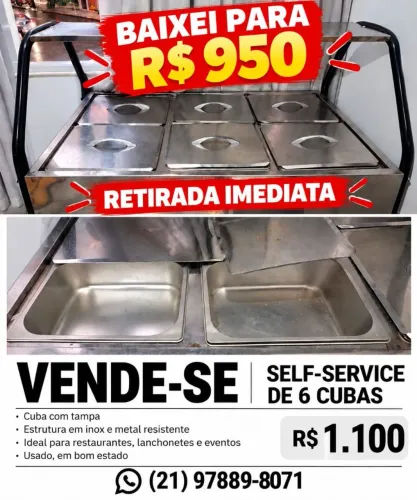 Vende-se selvservice 6 cubas