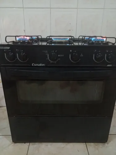 Fogão Esmaltec 4 bocas preto - Acendimento funcionando + forno grande | Leia descrição