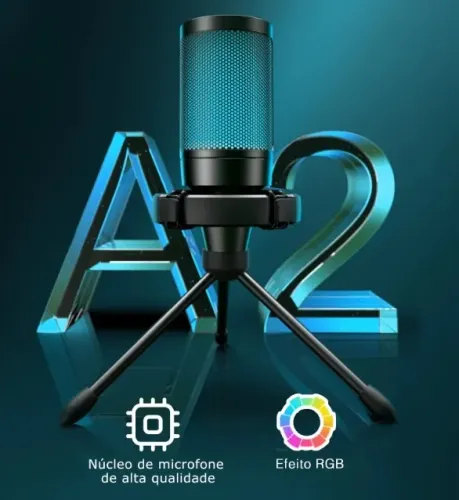 Fifine A2 Rgb Usb Microfone Gamer Condensador NOVO