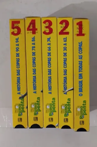 Coleção com quatro fitas VHS da copa do mundo Brasil em todas as copas