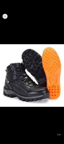 Bota coturno para motoboy nova de couro e palmilha de gel