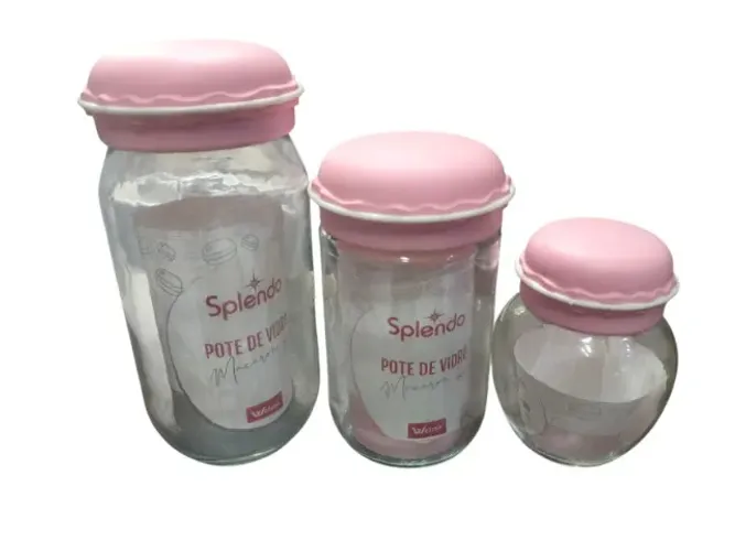 conj 3 potes de vidro 1litro 600ml e 240ml wx08860 wg09646 wx08859 rosa