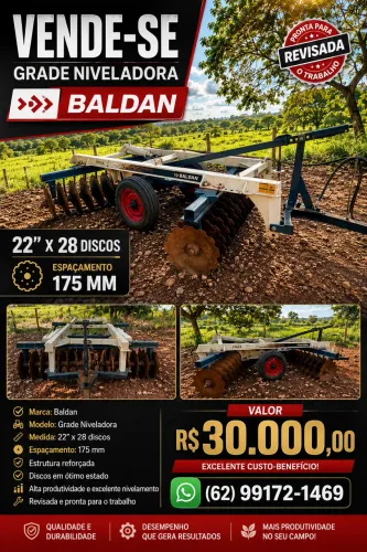 Grade niveladora de controle remoto 28 discos baldan