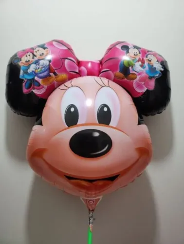 balão personalizado minnie Mickey Mouse laço rosa bexiga aniversário