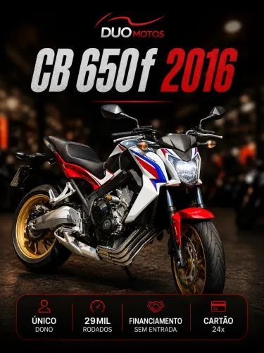 CB 650f 2016 ÚNICO DONO IMPECÁVEL, FINANCIO SEM ENTRADA, CARTÃO 24x, TROCAMOS