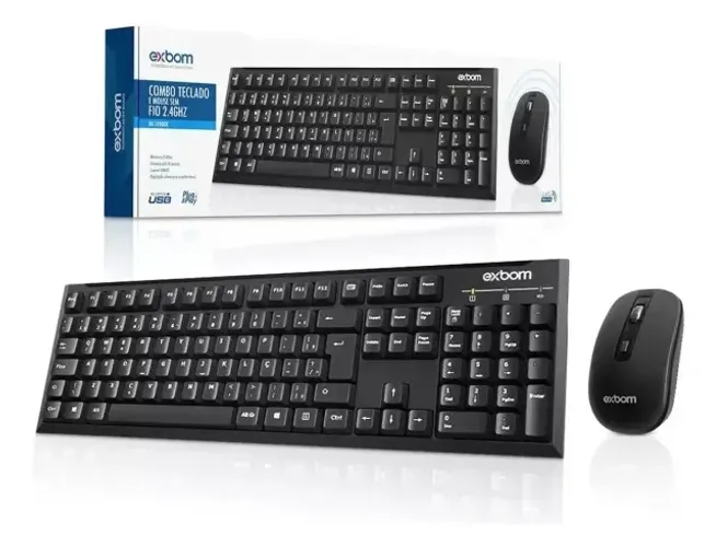 Kit De Teclado E Mouse Sem Fio Exbom Bk-s1000m Cor Preto