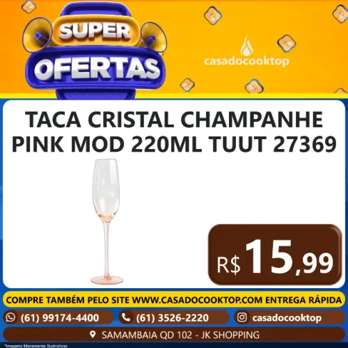 TACA CRISTAL CHAMPANHE PINK MOD 220ML TUUT 27369