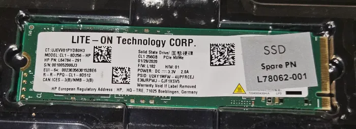 SSD NVMe 256GB LITEON M.2 OEM HP - 95% de Saúde (CL1-8D256-HP)