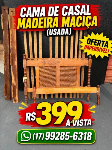 Cama de Casal em Madeira Maciça - Resistente e Barata