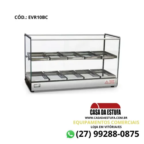 Estufa Quente Vidro Reto 10 bandejas Dupla - Linha EVR da Tita