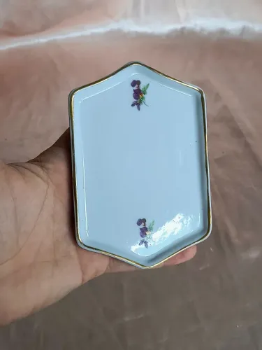 mini bandeja em porcelana com floral linda pequena cristaleira bibelô antigo antiquario