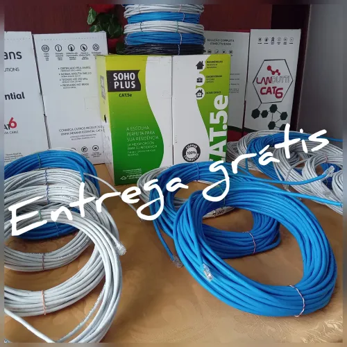 Cabo de internet CAT6 e CAT.5e 100% cobre 1m 2m 3m 5m 10m 15m 20m 25m 30m 35m 40m 50m 60m