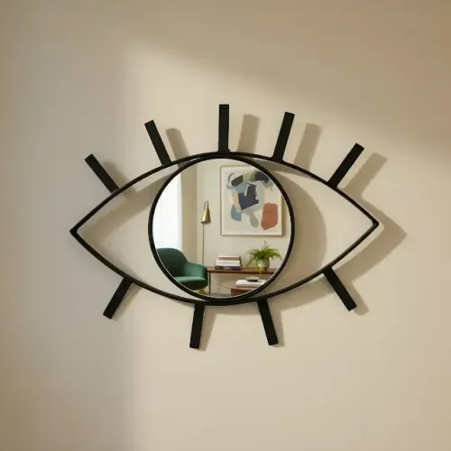 Espelho Decorativo Olho Grego Místico Preto Ferro Parede