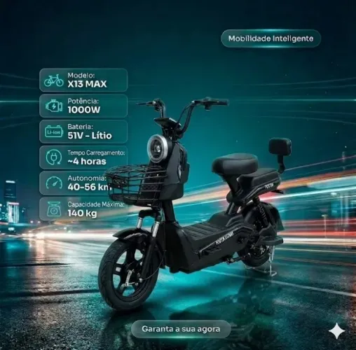 Moto Elétrica Foston X13 Max 1000W Bateria Lítio NFC Nova
