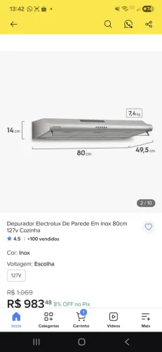 Vendo depurador de ar Electrolux 