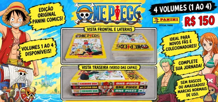 Mangá One Piece Volumes 1 ao 4 Panini Comics Kit com 4 Volumes