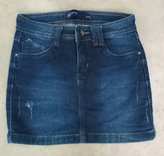 mini saia jeans escuro Hering tamanho 34 desapego semi novo