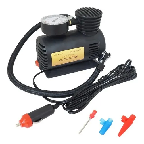 Compressor de Ar Automotivo Mini Elétrico Portátil - Code Preto 12V