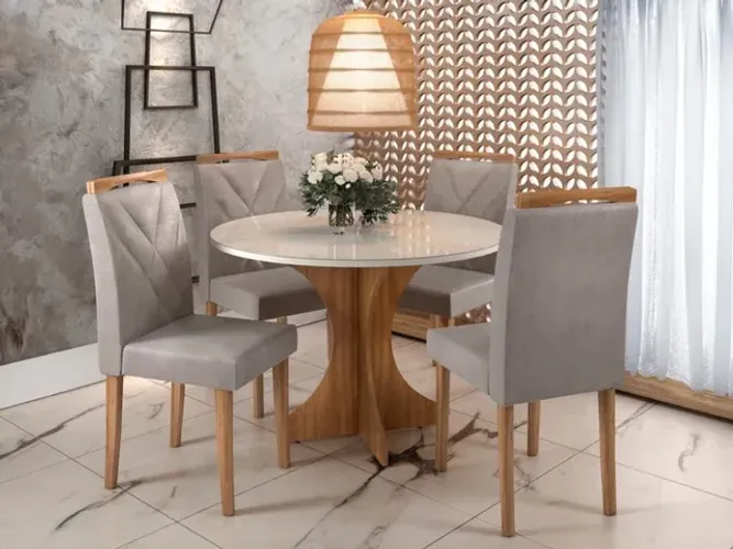 Mesa de Jantar Sienna Circular 1.00 Com 4 Cadeiras l4