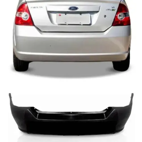 Parachoque Traseiro Ford Fiesta Amazon 2002 à 2010 - Preto Liso - Loma Plast