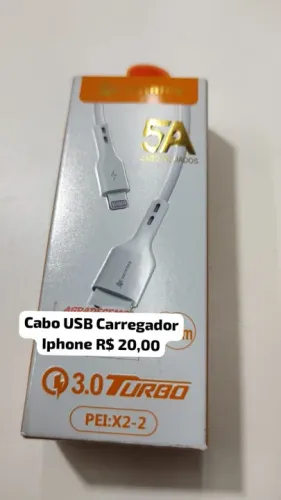 Cabo usb carregador de iphone novo