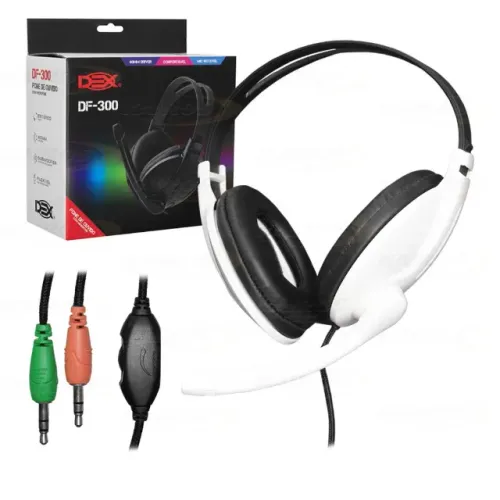NOVO | Fone de Ouvido Com Microfone Para PC Branco Dex Df-300 - Fazemos Entrega
