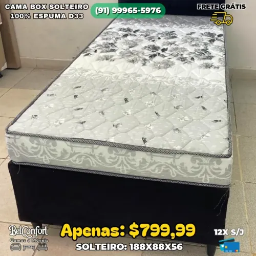 Cama Box Solteiro 100% Espuma D33