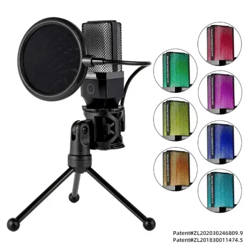 Microfone Gamer Redragon Adne RGB GM212 - USB Tipo-C | Preto