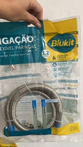 Ligação Flexível para Gás Blukit - 1,2 m - Aço Inox 304