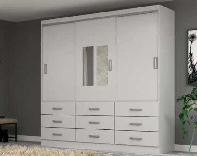 Guarda-Roupa com Espelho e 9 Gavetas