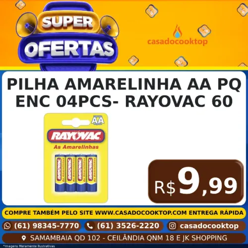 PILHA AMARELINHA AA PQ ENC 04PCS- RAYOVAC 60