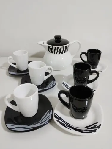 Jogo café animal print, novo, scalla cerâmica
