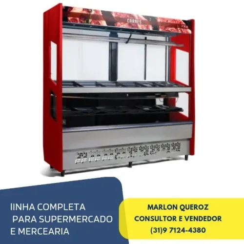 Balcão para a carne 2x2 vermelho polar vidro reto