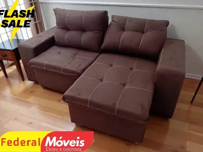 Sofá 2,00m Ret/Rec Veludo - Mega Oferta!
