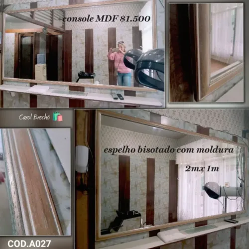 Espelho bisotado com moldura 2mx1m