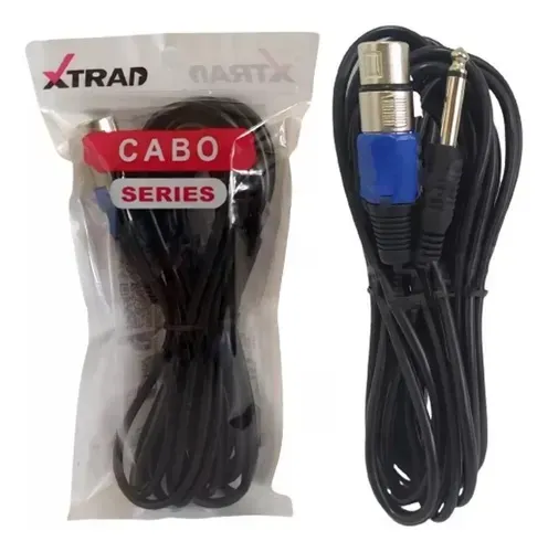 cabo para microfone p10 mono xlr fêmea 4,61m xtrad xt-5326