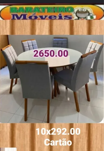 Mesa de jantar redonda 6 cadeiras