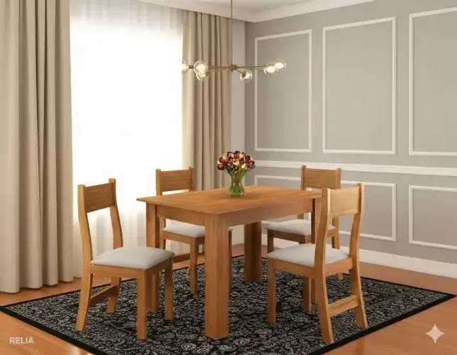 Conjunto mesa de jantar 4 Cadeiras bronze