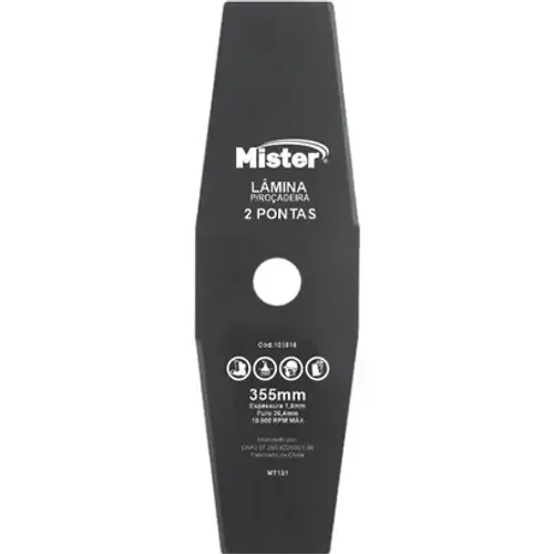 Lamina P/Roçadeira 2 Pontas 305mm x 1,6 e 355mm x 1,8 Mister