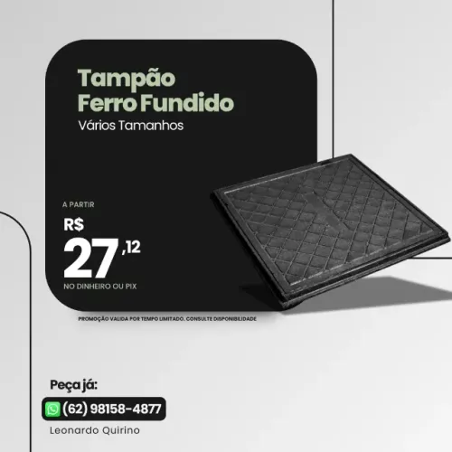 Tampão Simples Ferro Fundido - Vários tamanhos disponíveis.
