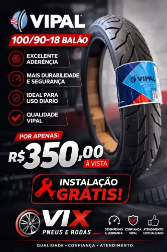 Pneu Traseiro Vipal 100/90R18 uso SEM câmara