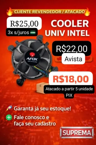 COOLER PRA PROCESSADOR INTEL UNIVERSAL TRABALHAMOS COM ATACADO E VAREJO