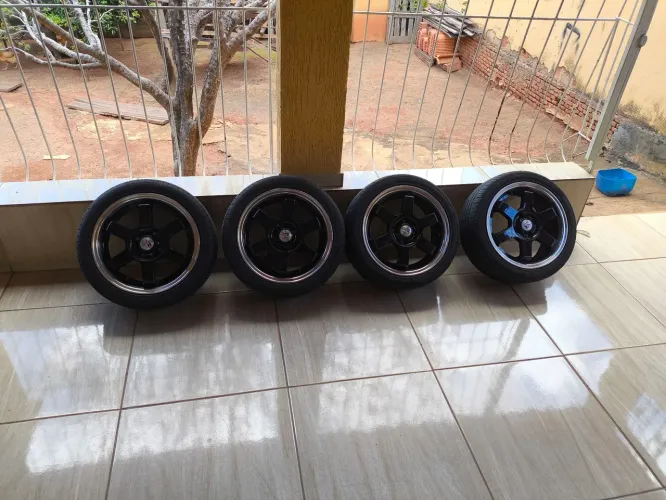 Rodas Ramlow TE-37 aro 15 Tala 6 furacão 4×100 + pneus novos 185/45 R15